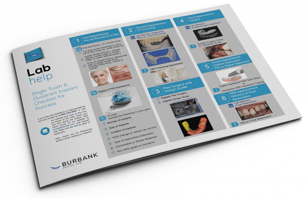 Single Tooth & Quadrant Implant Checklist for Success Guide by Burbank Dental Lab